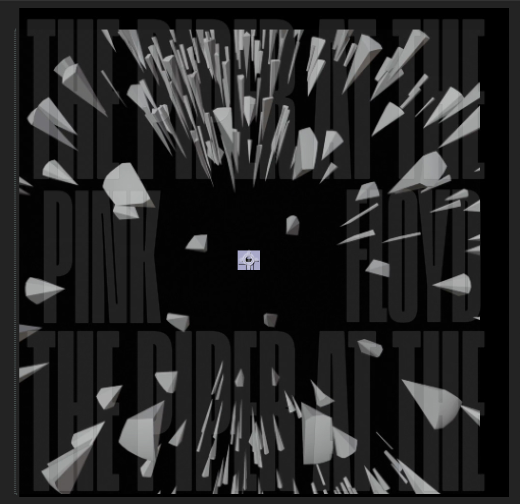 A 3d rendered still image of a ball of shards exploding.